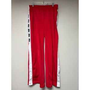 PINK Victoria's Secret Red Snap Button Track Pants Wide Leg Athletic Size L